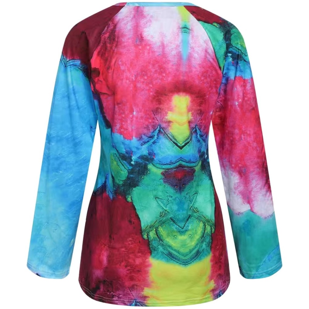Colorful Lace-Up Women's Blouse - Picture 3 of 9